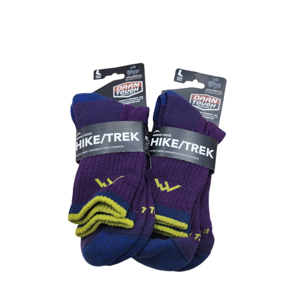 Darn Tough Women's 2 Pairs Hiker Micro Crew Midweight Hiking Sock - 12-14